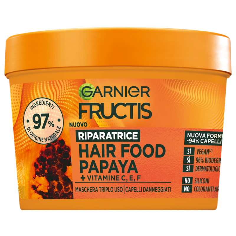Fructis Hair Food Papaya – Masque Réparateur Cheveux Abîmés 390 ml