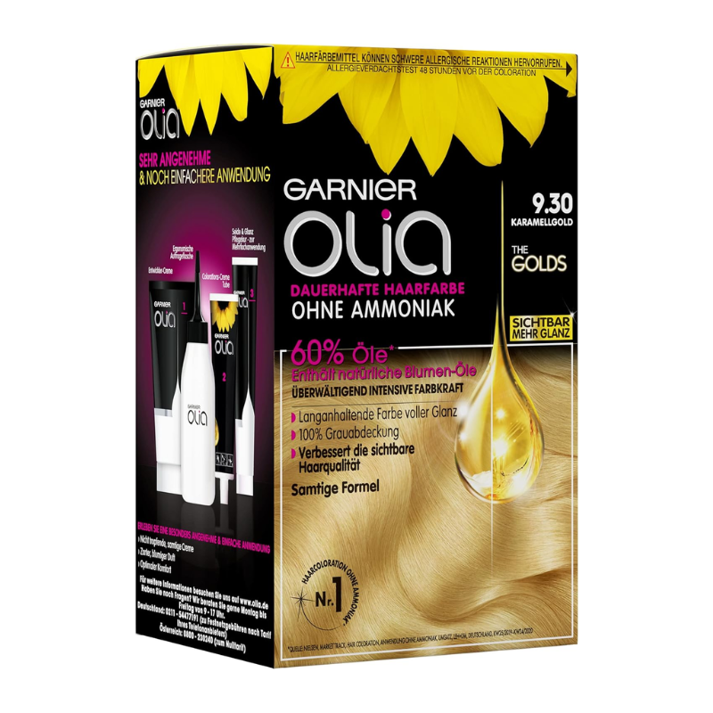 Olia 9.30 Caramel Gold Coloration Permanente Sans Ammoniaque