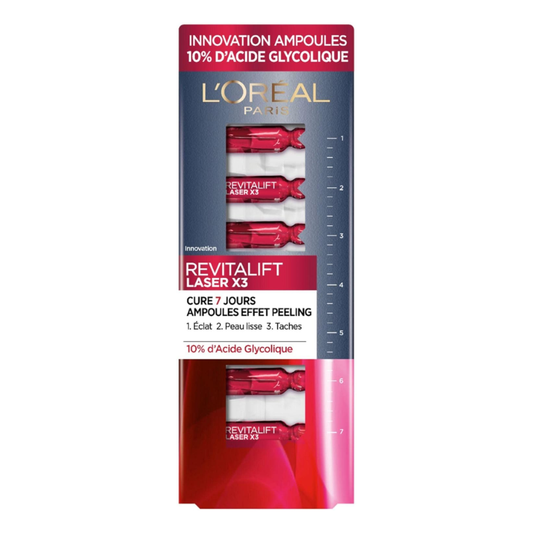 Revitalift Laser X3 Ampoules Effet Peeling 7 Jours – Acide Glycolique – 7 × 1,3 ml