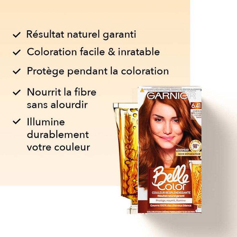 Belle Color 6.41 Châtain Très Clair Cuivré – Coloration Permanente Nourrissante