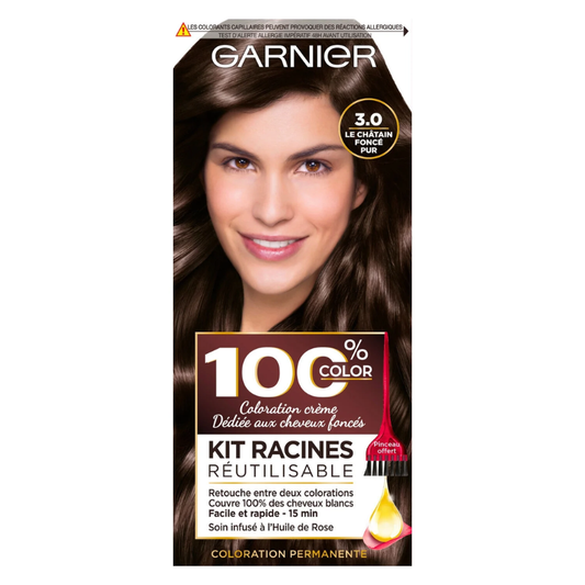 100% Color Kit Retouche Racines 3.0 Châtain Foncé – Coloration permanente retouche racines 1 kit